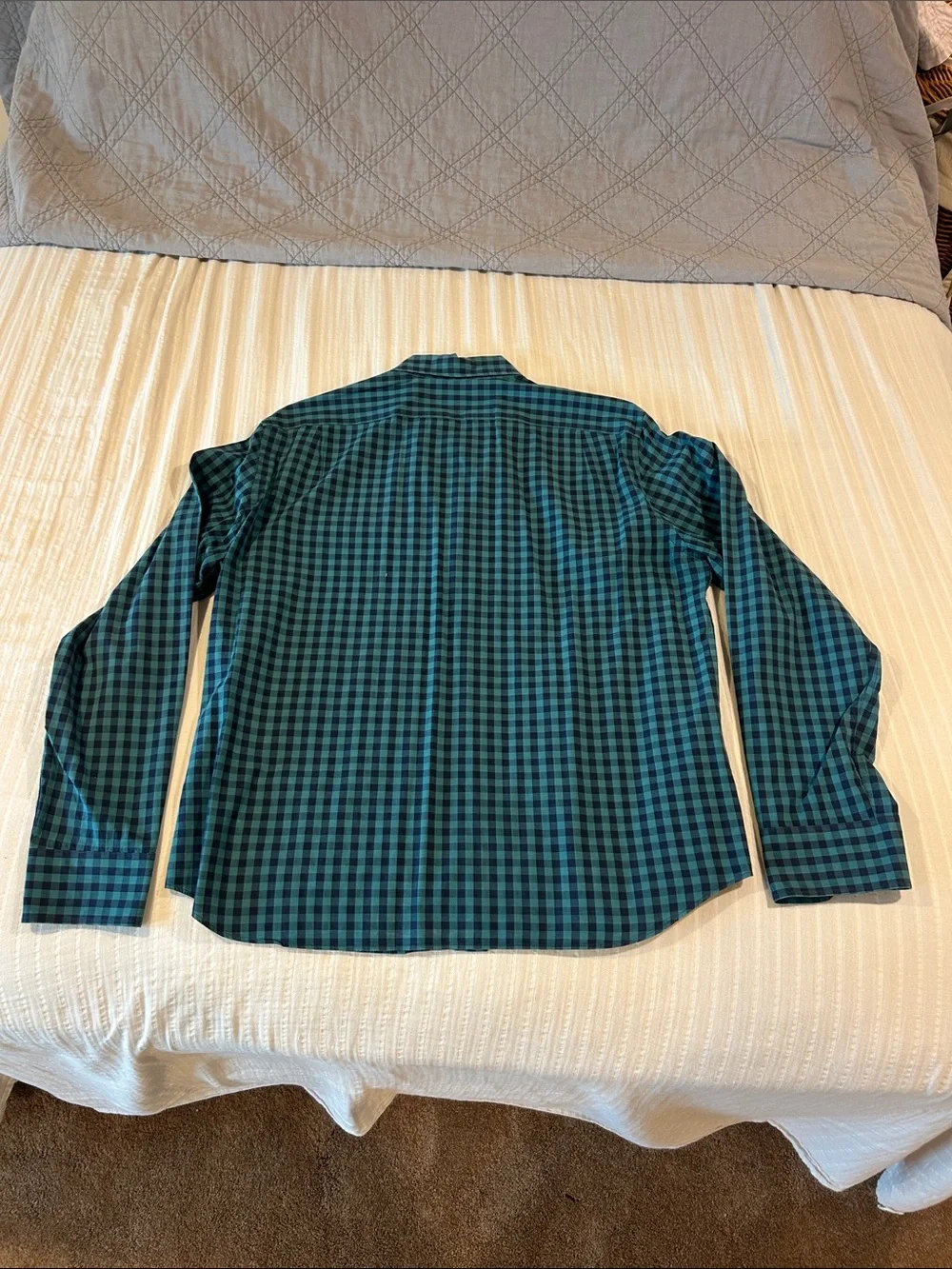 J. Crew Teal and Black Plaid Button-Down Shirt